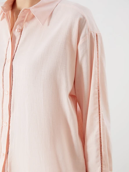 LCW Vision Pembe Oversize Kadın Gömlek - Resim 3