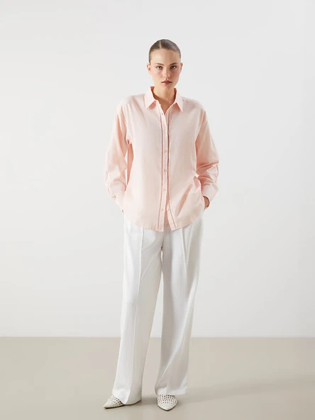 LCW Vision Pembe Oversize Kadın Gömlek - Resim 2