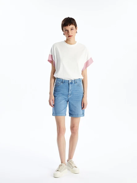 LCW Jeans İndigo Bermuda Fit Kadın Jean Şort ürün görseli 1