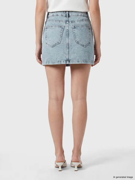 LCW Vision İndigo Regular Fit Mini Jean Etek - Resim 4