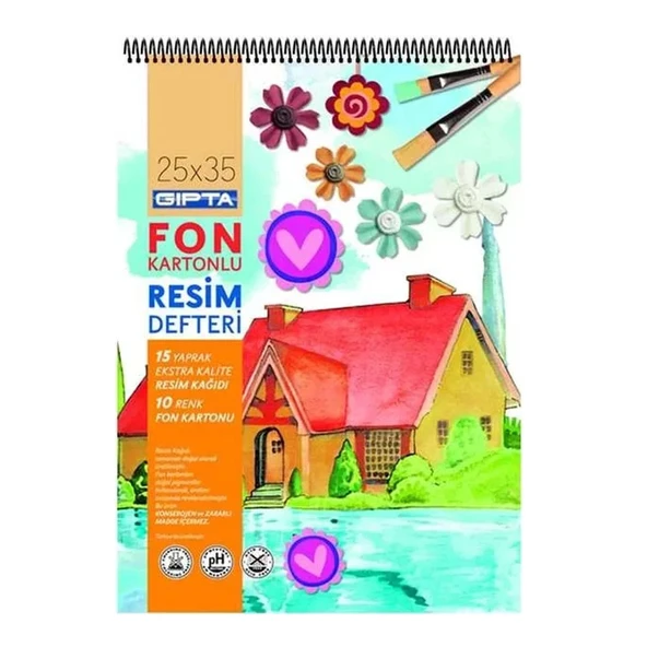 Gıpta Resim Defteri 25X35 Cm 15 Yaprak Sipiralli 10Yp Fon Karton 2531 (Karışık Renk 1 Adet) ürün görseli 1