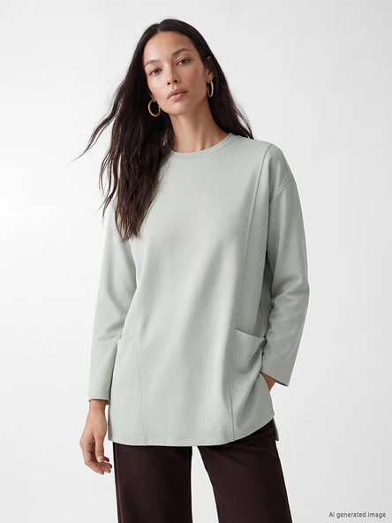 LCW EVERYDAY Turkuaz Soft Touch Kadın Sweatshirt Tunik ürün görseli 1