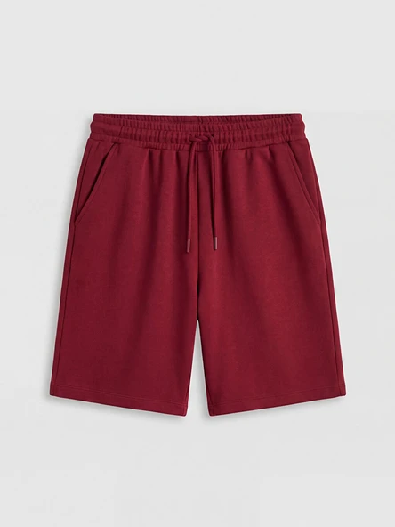 LCWAIKIKI Basic Bordo Beli Lastikli Kadın Şort - Resim 5