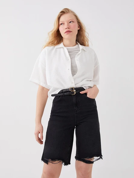 LCW Jeans Siyah Şort - Resim 3