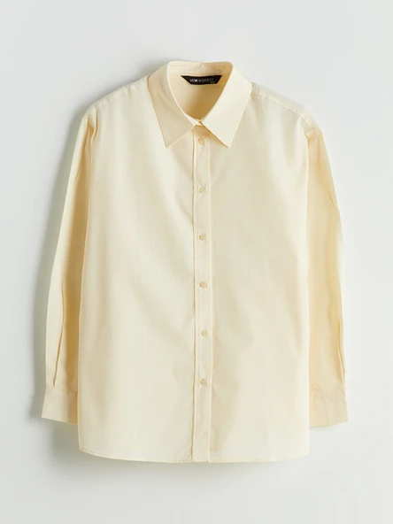 LCW Modest Bej Poplin Kadın Gömlek Tunik - Resim 5