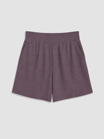 LCWAIKIKI Classic Lila Beli Lastikli Dokulu Kadın Şort ürün görseli 1