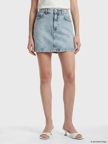 LCW Vision İndigo Regular Fit Mini Jean Etek - Resim 2