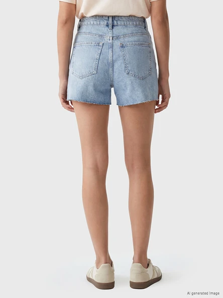 LCW Jeans İndigo Regular Fit Kadın Jean Şort - Resim 4
