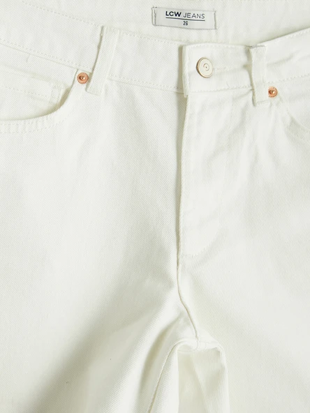 LCW Jeans Beyaz Regular Fit Kadın Jean Şort - Resim 7