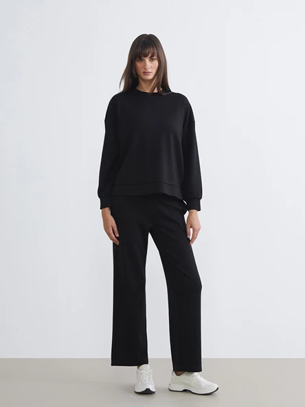 LCW Vision Siyah Soft Touch Oversize Kadın Sweatshirt - Resim 3