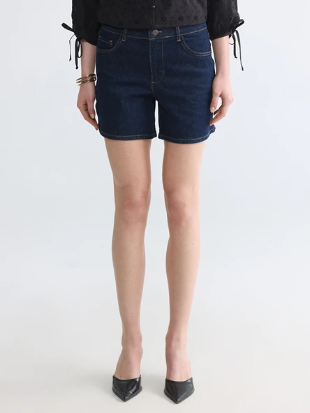 LCW Jeans İndigo Regular Fit Kadın Jean Şort - Resim 2