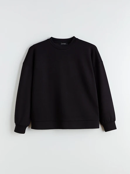 LCW Vision Siyah Soft Touch Oversize Kadın Sweatshirt - Resim 6