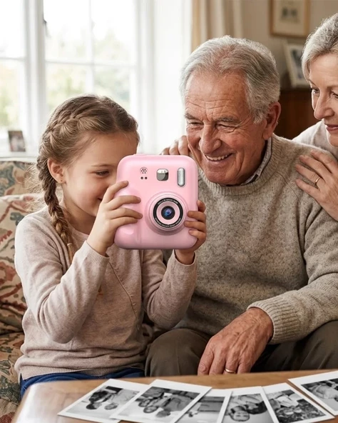 Nevamel® HD Ekranlı Çocuk Fotoğraf Makinesi Video Kayıt ve Baskı Kağıdı Kalem Hediyeli ürün görseli 1