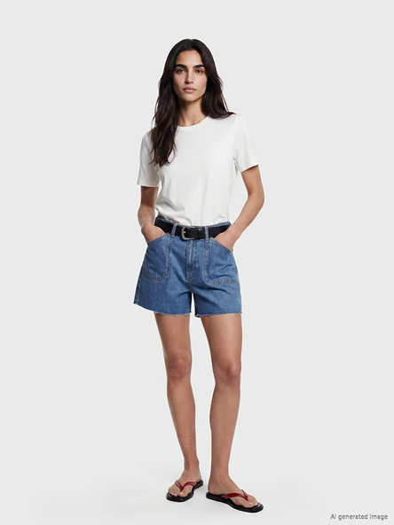 LCW Jeans İndigo Regular Fit Kadın Jean Şort ürün görseli 1