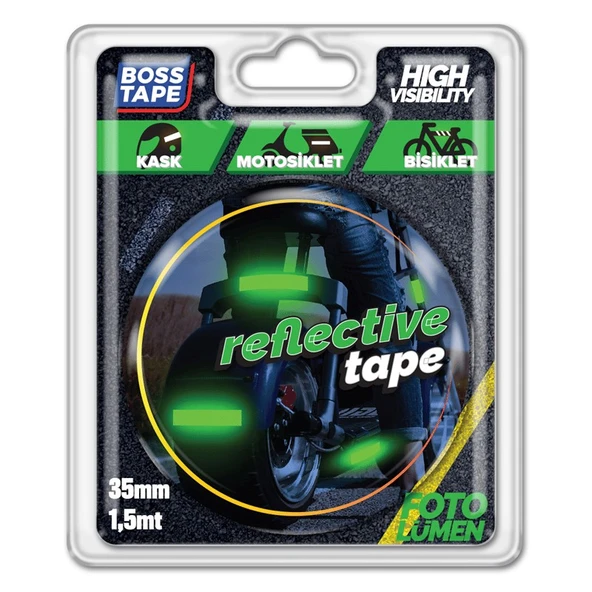 Boss Tape Fosforlu Reflektif Bant Yeşil 35 Mm X 35 Metre Bt-09005 ürün görseli 1