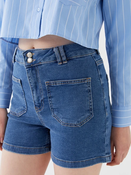 LCW Jeans İndigo Şort - Resim 4