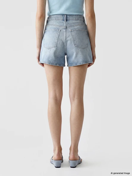 LCW Jeans İndigo Regular Fit Kadın Jean Şort - Resim 3