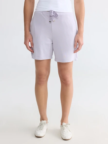 LCWAIKIKI Basic Lila Beli Lastikli Soft Touch Kadın Şort - Resim 2