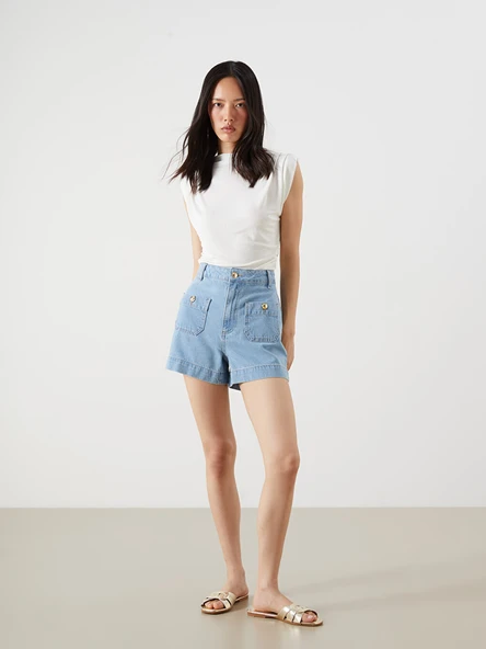 LCW Jeans İndigo Standart Fit Kadın Jean Şort ürün görseli 1