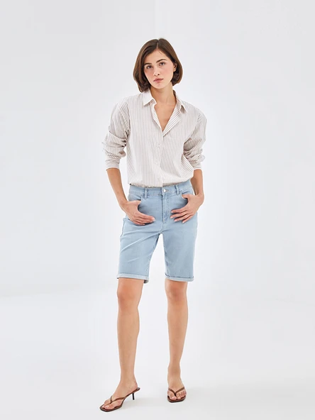 LCW Jeans İndigo Bermuda Fit Kadın Jean Şort ürün görseli 1