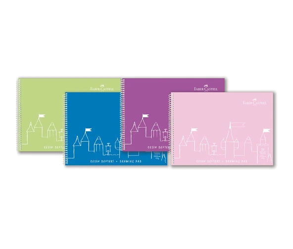 Faber-Castell Spiralli Resim Defteri Plastik Kapak 25X35Cm 30 Yaprak 5075400036000 (Karışık Renk 1 Adet) ürün görseli 1