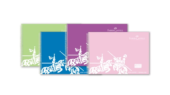Faber-Castell Spiralli Resim Defteri Plastik Kapak 35X50 Cm 30 Yaprak 5075400136000 (Karışık Renk 1 Adet) ürün görseli 1