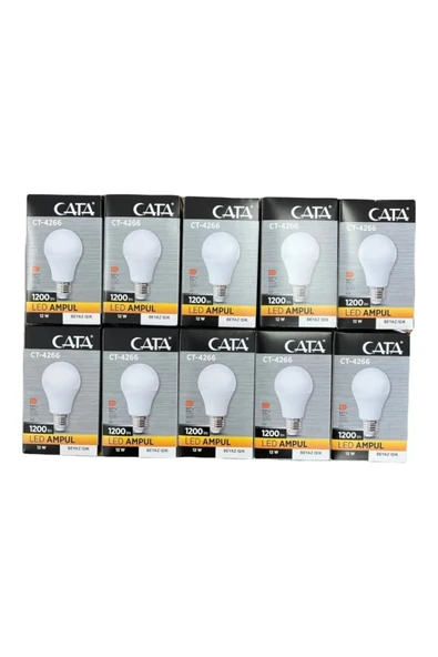 Cata Ct-4266 12w 6400k (BEYAZ IŞIK) E27 Duylu Led Ampul 10 Adet ürün görseli 1