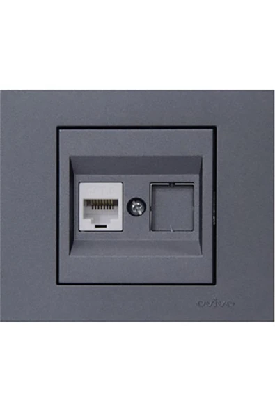 OVİVO Grano Füme Tekli Data Prizi 1*rj45 Cat6 (İNTERNET PRİZİ) Çerçevesizdir ürün görseli 1