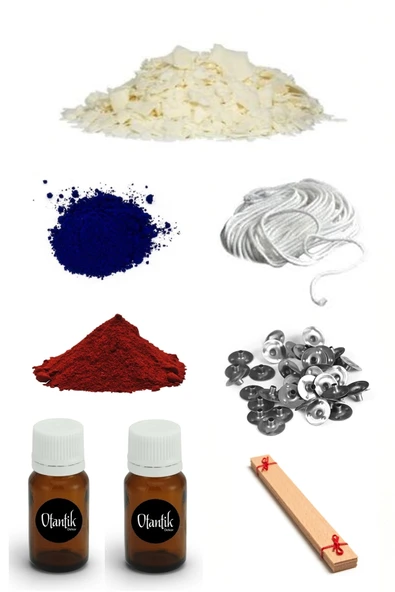 Soya Mum Yapım Seti, 500gr Soya Wax, 2 Ad. Boya, 2 Ad. Esans, Fitil, Mum Çıtçıtı, Ahşap Fitil ürün görseli 1