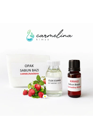Opak sabun bazı- Kırmızı sabun boyasi ve Çilek Esansı ürün görseli 1