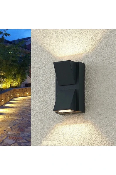 Cata 7 W Rodos İki Yönlü Dekoratif Kare Duvar Aplik - Gün Işığı (3000K) - Siyah - IP44 - CT-7065 ürün görseli 1