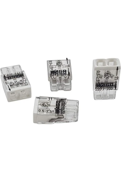WAGO 20 Adet Wago 2273-202 Compact Bağlantı Kutusu Kelepçesi Ø 0,5-2,5 mm², 2 kutuplu, şeffaf/beyaz ürün görseli 1