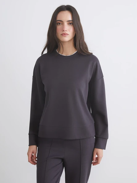 LCW Vision Siyah Bisiklet Yaka Kadın Sweatshirt ürün görseli 1