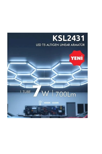 K2 LED SYSTEMS LED T5 ALTİGEN LINEAR ARMATÜR, PETEK GÖRÜNÜM ürün görseli 1