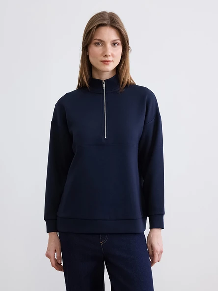 LCW Comfort Lacivert Dik Yaka Soft Touch Kadın Sweatshirt ürün görseli 1