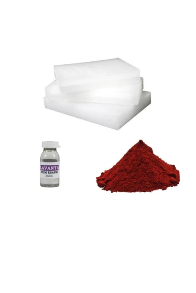 Parafin 1kg- Kırmızı Mum Boyası- Lavanta Esansı ( Mum Yapım Malzemeleri ) ürün görseli 1