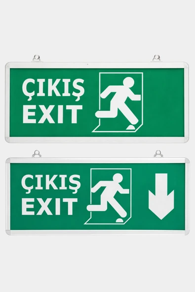 ENFE Şarjlı LED Aşağı - Çıkış Yön Acil Çıkış Armatürü Exit Tabelalı 2'li ürün görseli 1