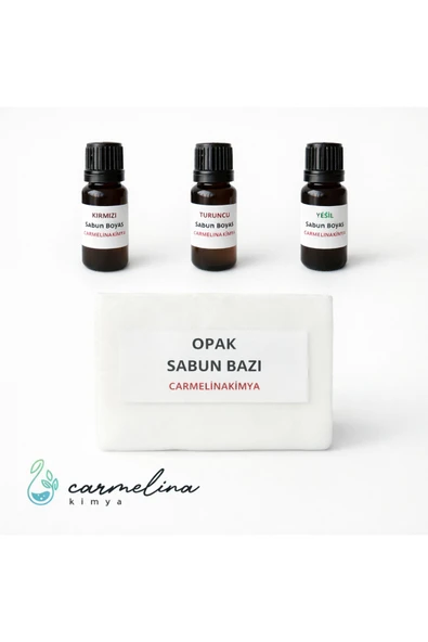 Sabun Yapım Seti, 1kg Sabun Bazı, 3 boyalı Kirmizi-Yeşil-Turuncu ürün görseli 1