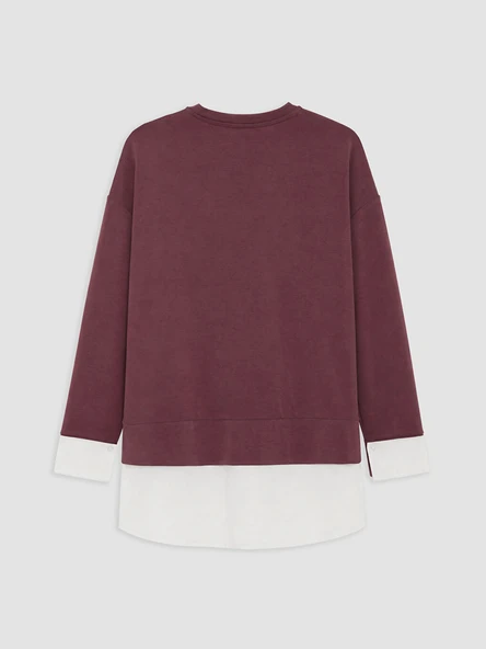LCW EVERYDAY Mürdüm Soft Touch Oversize Kadın Sweatshirt Tunik - Resim 2