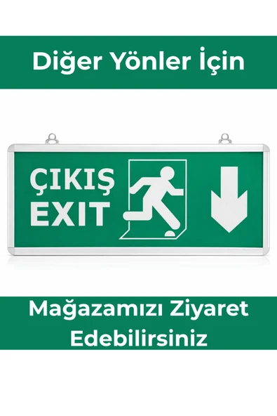 ENFE Şarjlı LED Aşağı Yön Acil Çıkış Armatürü Exit Tabelalı Elektrik Kesintisinde Otomatik Devreye Giren ürün görseli 1