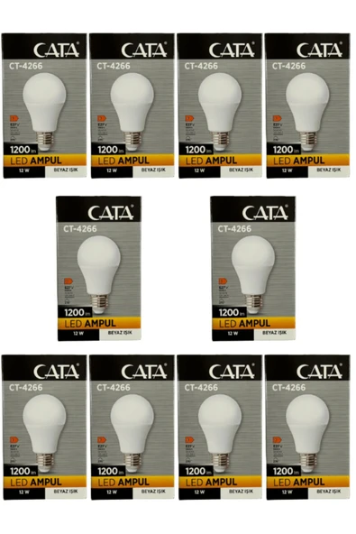 Cata CT-4266 12W 6400K (Beyaz Işık) E27 Duylu Led Ampul (8 Adet) ürün görseli 1