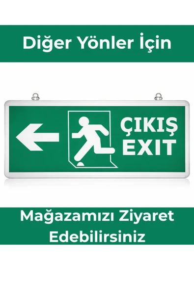 ENFE Şarjlı LED Sol Yön Acil Çıkış Armatürü Exit Tabelalı | Elektrik Kesintisinde Otomatik Devreye Giren ürün görseli 1