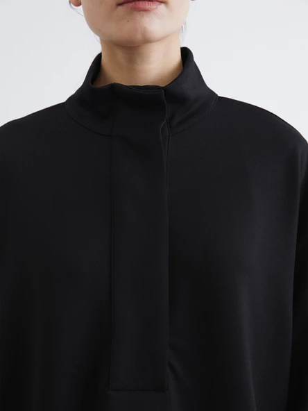 LCW Modest Siyah Soft Touch Oversize Kadın Sweatshirt Tunik - Resim 3