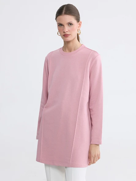 LCWAIKIKI Classic Lila Bisiklet Yaka Kadın Sweatshirt Tunik ürün görseli 1