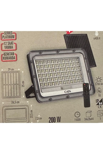 Cata CT-4649 200W SOLAR PROJEKTÖR ürün görseli 1