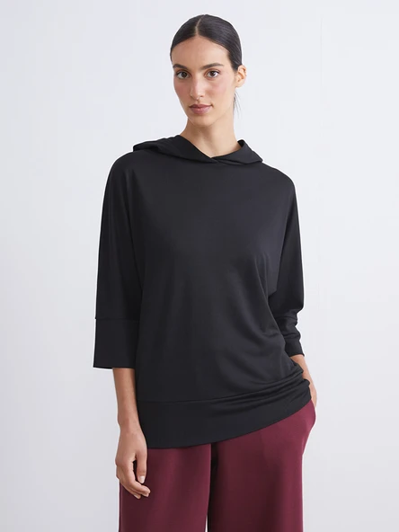 LCWAIKIKI Classic Siyah Kapüşonlu Kadın Sweatshirt ürün görseli 1