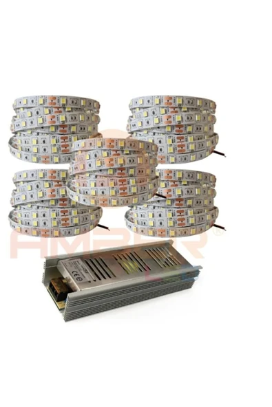 25 Metre 3 Çipli Yeni Nesil Şerit Led Beyaz Işık + 30 Amper Led Trafosu ürün görseli 1