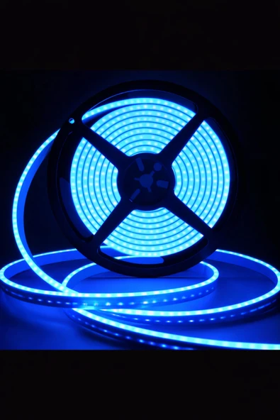 ENFE 25 Metre COB Şerit Neon LED Mavi 220V | 800 Lümen • IP65 Dış Mekan • Fişli Prize Tak Kullan ürün görseli 1