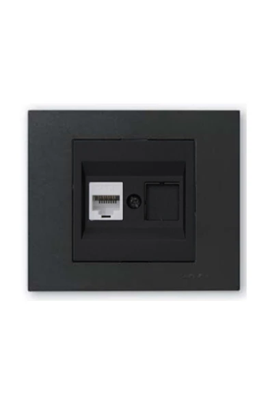 OVİVO Ovivo Grano Metalik CAT6 RJ45 Prizi Siyah + Siyah Çerçeve ürün görseli 1