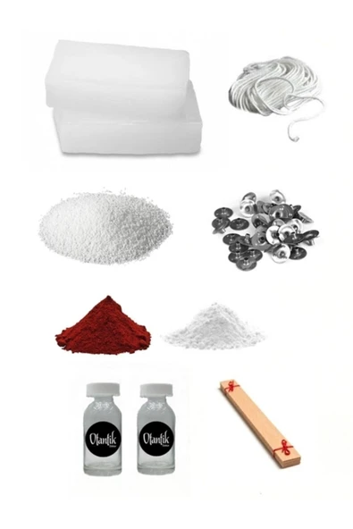 Mum Yapım Seti Başlangıç Mum Seti 1 kg Kokulu Parafin Esans Boya Fitil Çıtçıt Ahşap Fitil Stearin ürün görseli 1